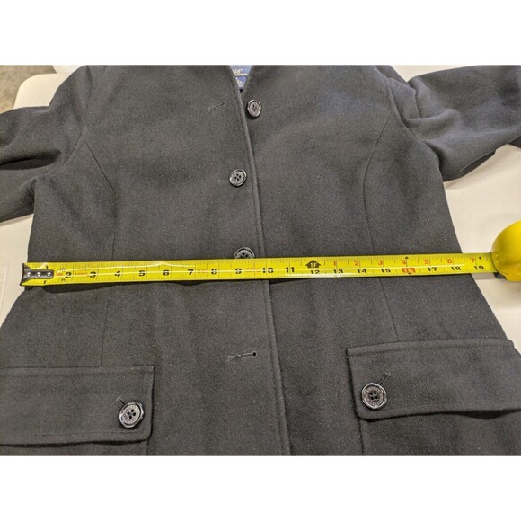 Brooks Brothers 346 Women's Wool Cashmere Belted Black Pea Coat Pockets Size 8 - Picture 11 of 15